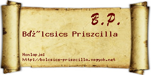 Bölcsics Priszcilla névjegykártya